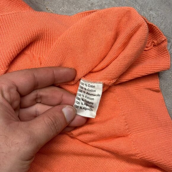 Lacoste V-Neck Knit Sweater Salmon Pink 100% Lightweight Cotton Large - Picture 7 of 8